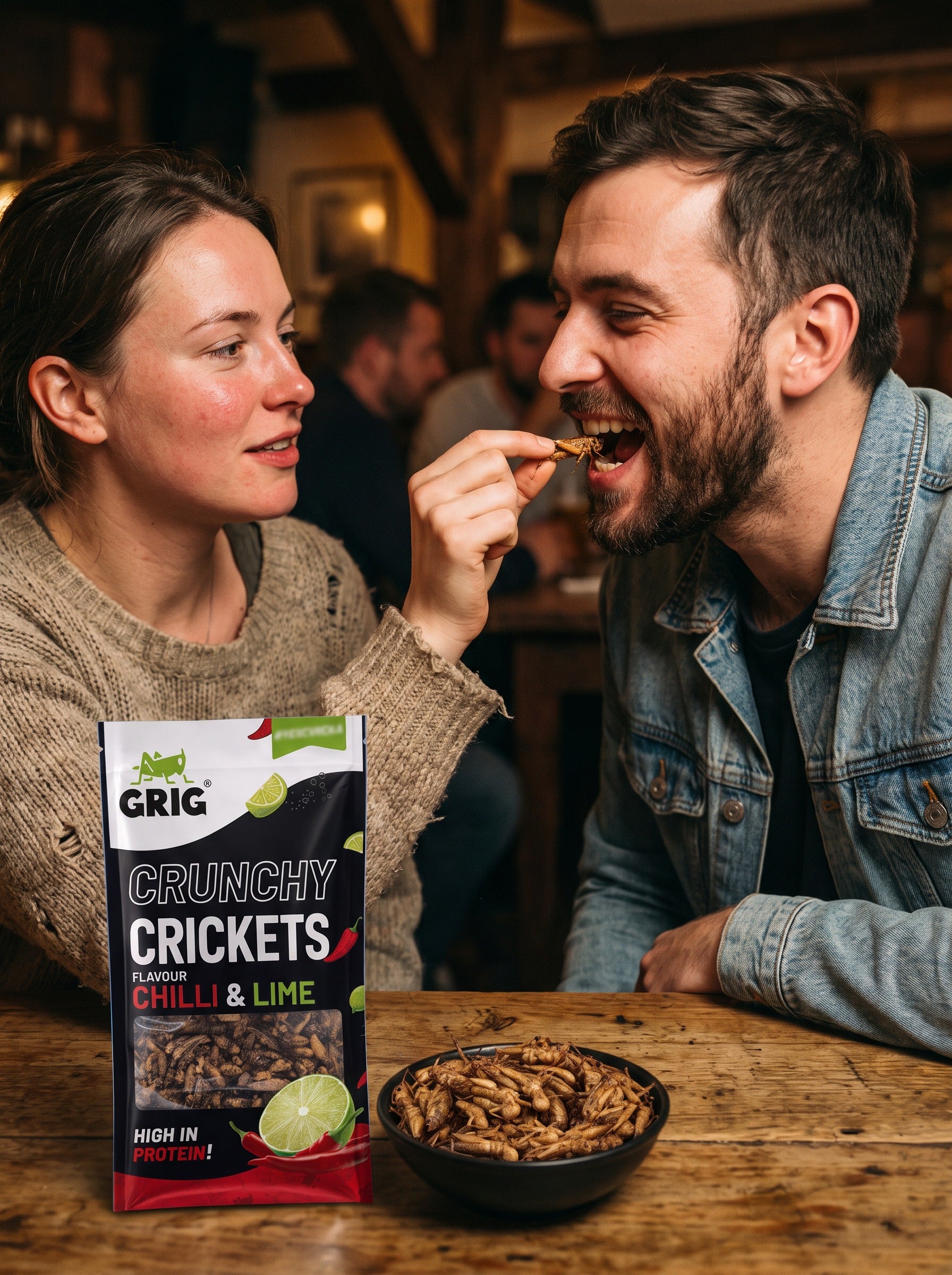 Offering a dried cricket to a friend